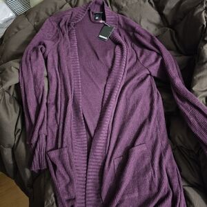 Torrid M/L Purple Ribbed Open Cardigan